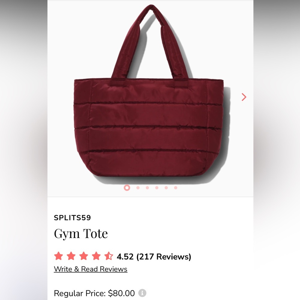 New- Splits59 Deep Red Gym Tote